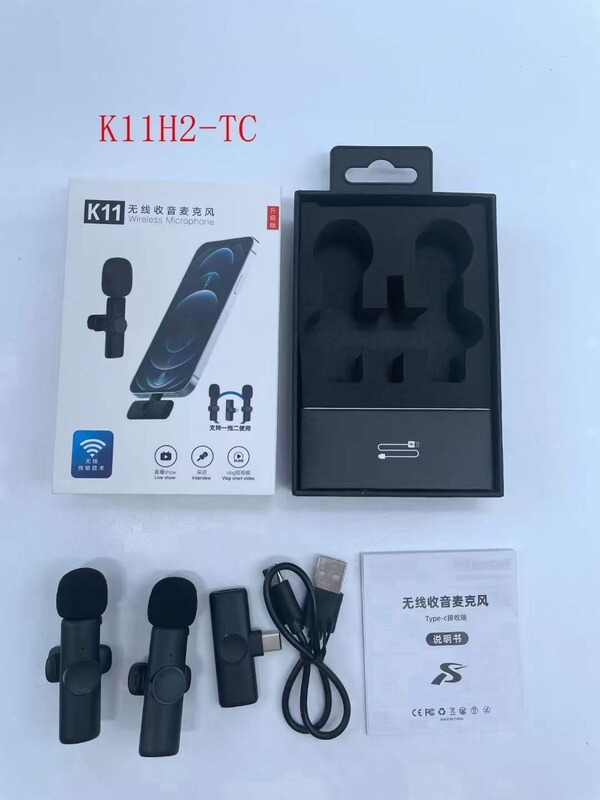 ワイヤレスラベリアマイク K8K9K35 1 対 2 マイク携帯電話ライブ録音ラジオインテリジェントノイズリダクションマイク|undefined