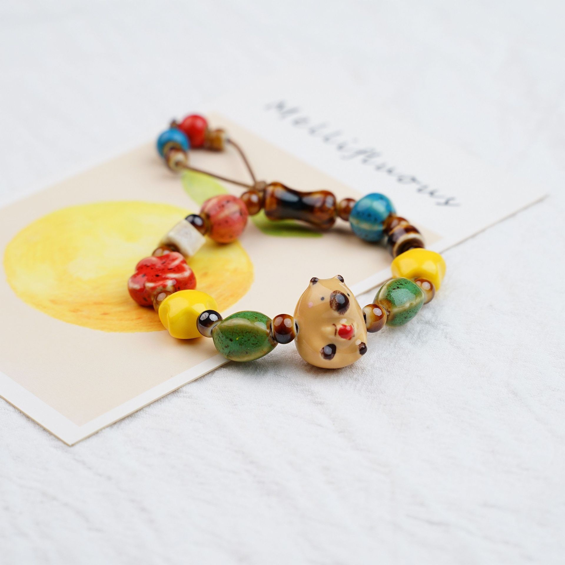 Jingdezhen pulsera de cerámica de verano mujer alta sensación galletas serie de gatos nicho diseño universal pulsera alta sensación