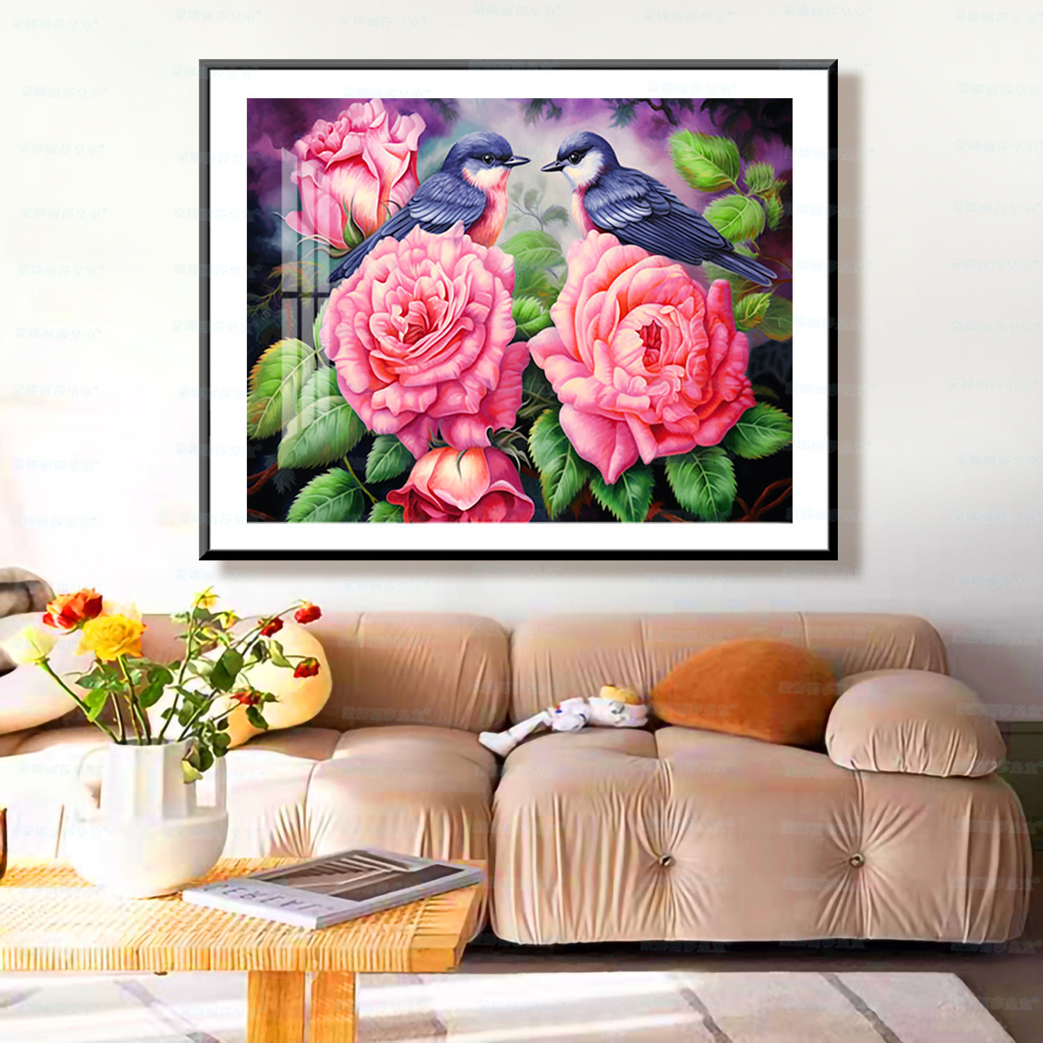 [Algodón importado] Mona Lisa real bordado de cruz, un nuevo bordado simple floral hecho a mano