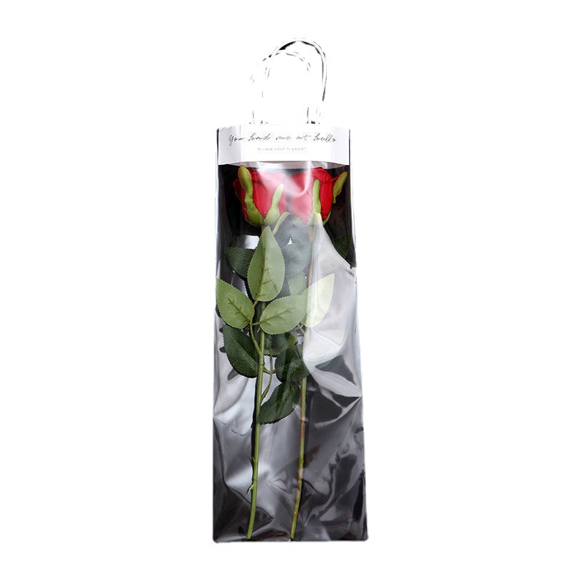 Té de leche bolsa portátil OPP bolsa transparente bolsa de flores frescas ramo de ropa de embalaje para llevar bolsa de yeso embalaje de descuento publicidad