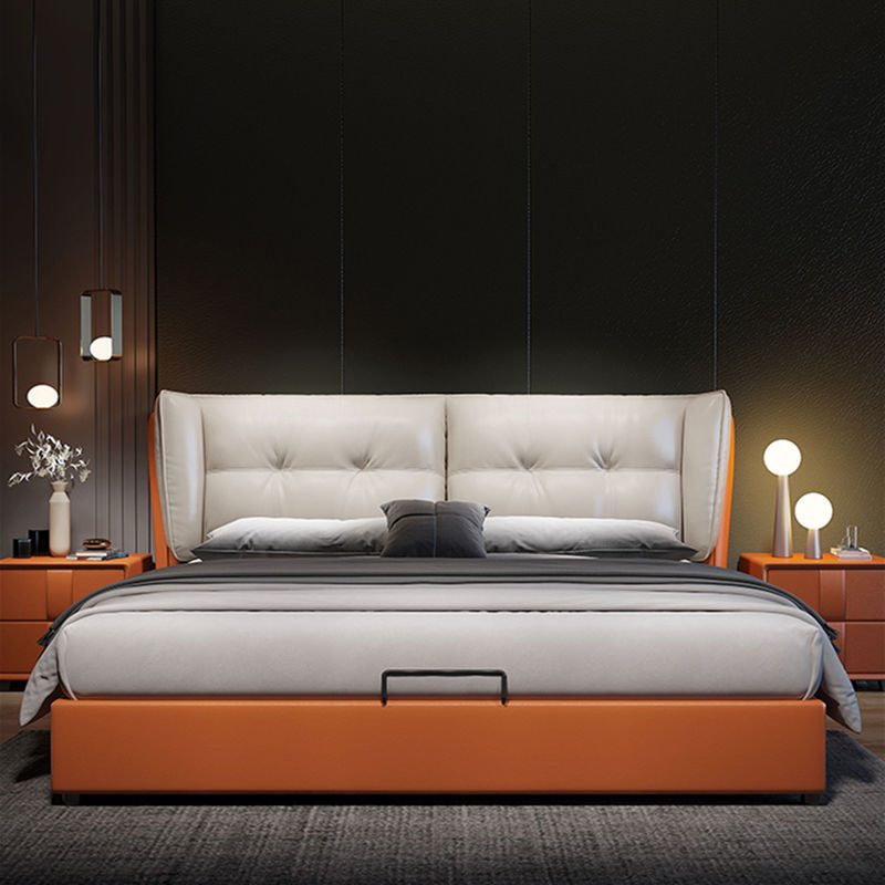 Leather bed Light extravagance modern Simplicity 1.8 Double bed Marriage bed 1.5 Soft bed 2m 2.2 Big bed