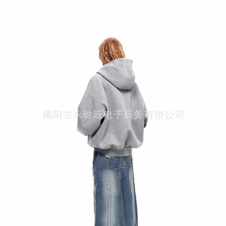美式夏季新款跨境直销个性潮流长袖连帽衬衫高街时尚百搭卫衣外套