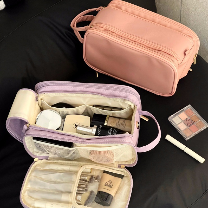 2024 nueva bolsa de maquillaje de gran capacidad de viaje bolsa de lavado de escritorio cosméticos cepillo de maquillaje bolsa de almacenamiento portátil