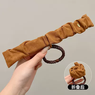 High Ponytail Fixing Tool, Saç üçün rezinlər - 4small-coffee-brown-approximately-21cm-long-elastic-band-diameter-approximately-5cm
