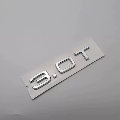Suitable for Audi A3A4A5A6A7Q3Q5Q7 Car Logo Car Sticker Displacement Mark 2.0t 1.8t 3.0t Car Logo (Car logo) - 30t-silver