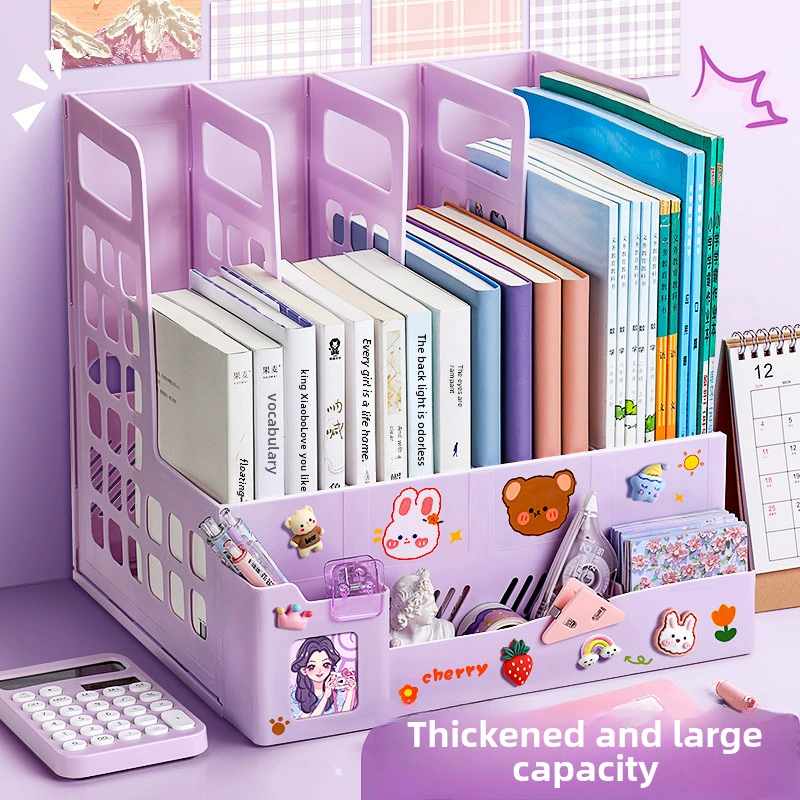 Thickened bookshelf desktop book Stranging children's learning A4 four -united cute file box office storage file box