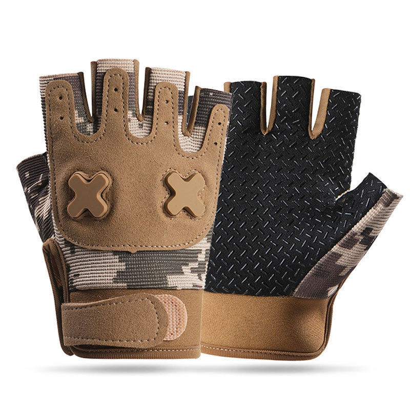 Guantes para niños, medio dedo, niños y niñas, primavera y verano, montañismo, protección de ciclismo al aire libre, guantes antideslizantes, resistentes al desgaste y transpirables para trepar