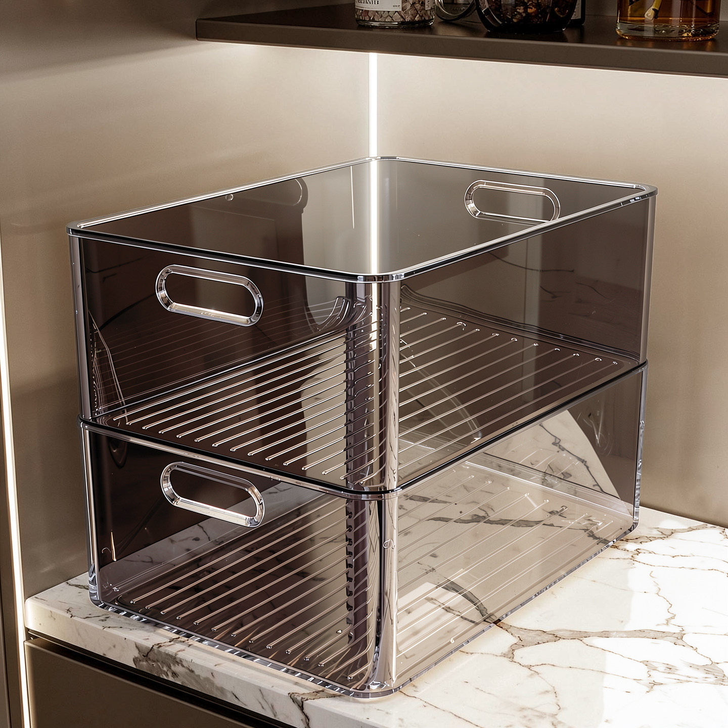 Overall Cabinet Storage Box Acrylic Transparent Rectangular Organizer for Miscellaneous Items Snacks Desktop Storage Basket Plastic Storage