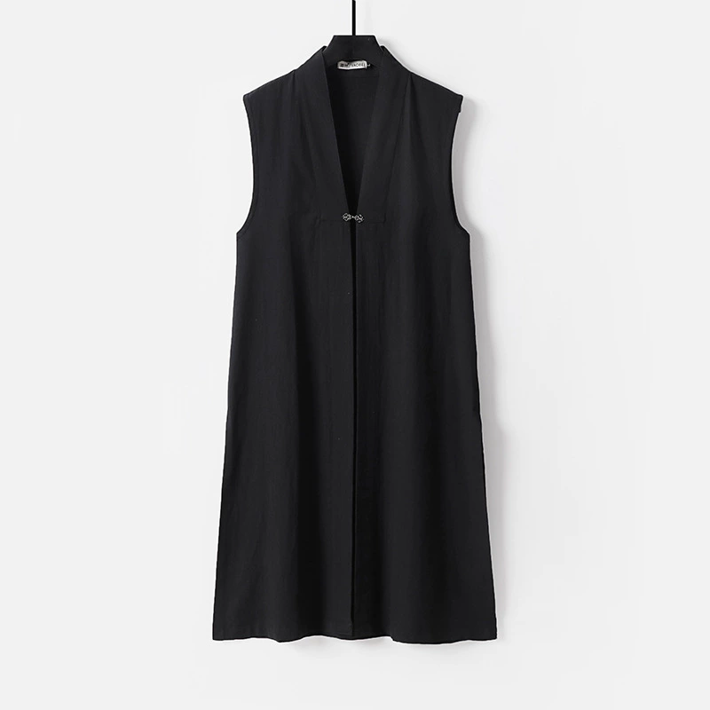 Весенне-осенний мужской повседневный свободный повседневный жилет на пуговицах из хлопка и льна, модный мужской жилет в китайском стиле в китайском стиле в стиле ретро.