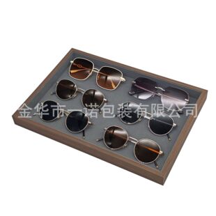in stock wholesale black walnut grain wood jewelry jewelry glasses sunglasses display sales tray inner microfiber leather
