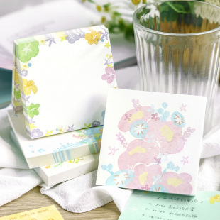 Note for 100 Sticky Notes, Branch Flower Art Series, Fresh Floral Journal Message Decoration Material Paper