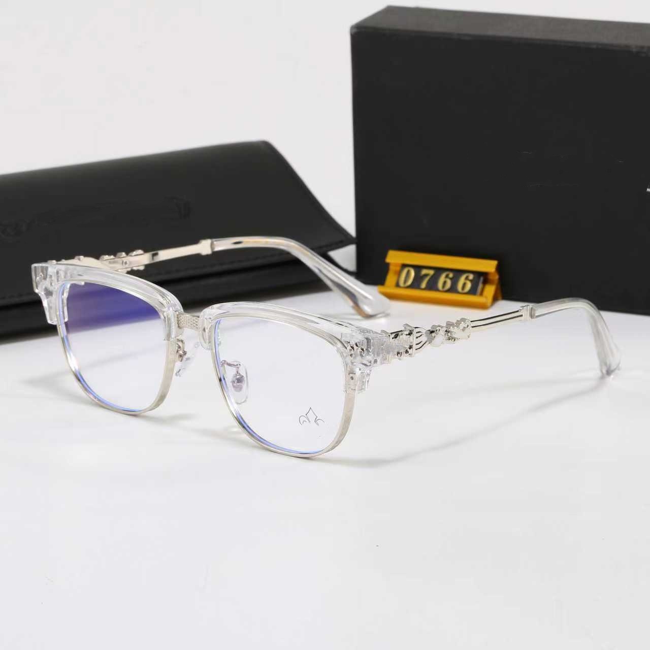 Chrome Hearts Square-Frame Half-Rim Acetate and Metal Eyeglasses Clear Silver Clear (0766)