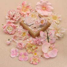 仿真粉色花朵 diy簪花手工材料包古风汉服头饰花发簪婚庆装饰批发