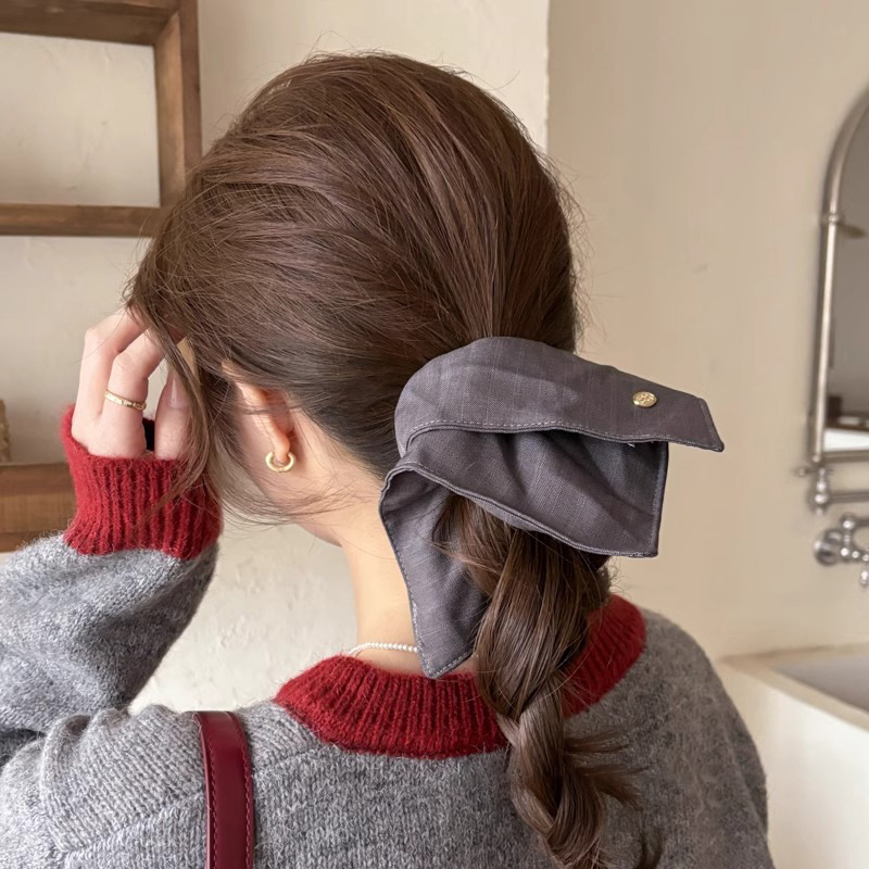 Tejido de trajes coreanos toallas cuadradas anillo de cabello a rayas de oro estándar perezoso anillo de intestino corda de cabello baja simple