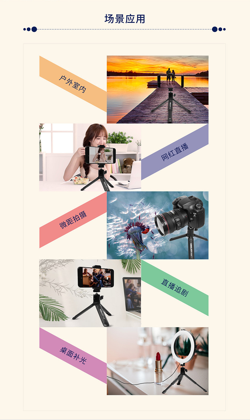 Toptan plastik mini masaüstü tripod taşınabilir canlı yayın fotoğraf cep telefonu tutucu projektör gimbal seti braketi