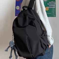 シンプル大容量ins純色コンピュータリュックサック大学高校かばん森系キャンパスキャンバスリュックサック男女