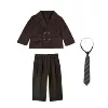 Brown set, jacket, colored trousers, tie, 3 piece set