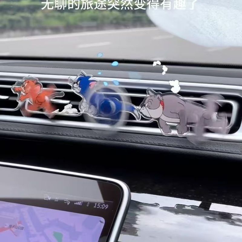 猫和老鼠汽车出风口内饰摆件回旋亚克力立牌摆件可旋转卡通创意夹|undefined