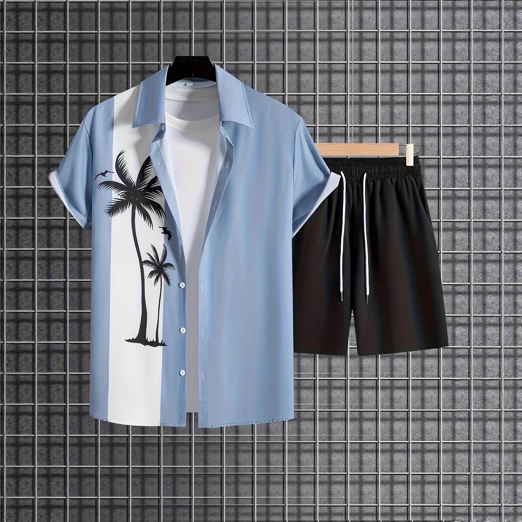 2025 Summer Export European and American Cross-Border Men's Amazon 3D Digital Printing Lapel Cardigan Button Short-Sleeved Shirt