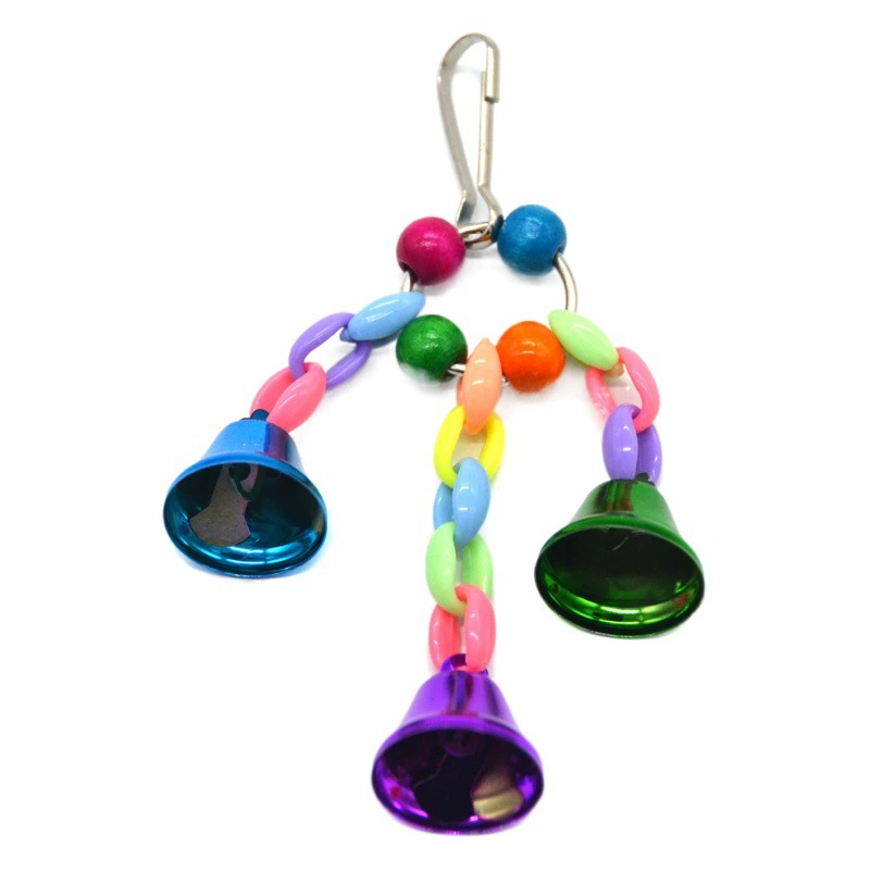 Попугай игрушка птица красочные бусины колокольчик попугай держит коготь под ногами ловить игрушку для домашних животных