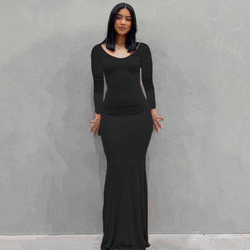 Europa y América transfronteriza nueva Kardashian desnata mono de las mujeres Vestido largo de comercio exterior casual SLIM-Fit de manga larga mono de casa