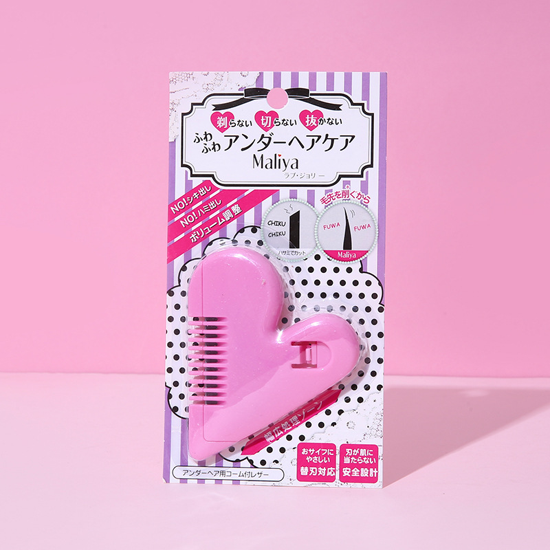 Portátil afeitadora de pelo púbico para niñas partes privadas trimmer para las mujeres manual de cuerpo completo afeitado lindo girly corazón afeitadora