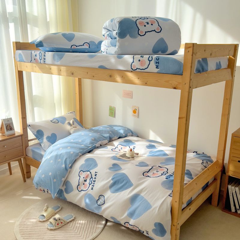 Juego de cama de tres piezas para estudiantes universitarios algodón puro 2025 sábana nueva cubierta de edredón dormitorio cama individual