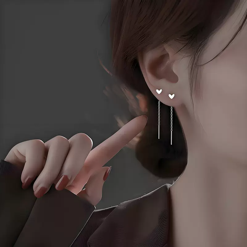 2025新款四叶草小众圆球简约方块百搭风耳线高级感流苏耳钉925银