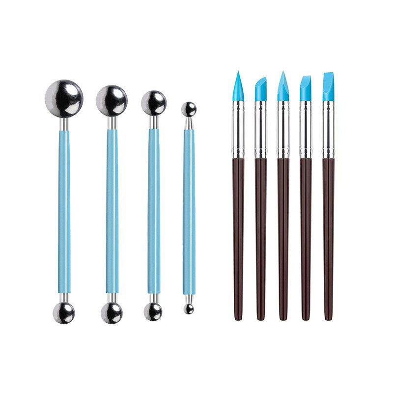 9 피스 세트 B (블루 알약 스틱 8MM 블루 실리콘 펜)