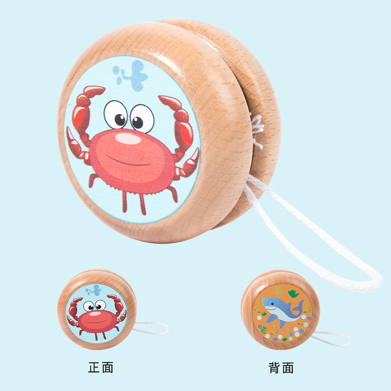 Yo-yo de madera lindo juguete de dibujos animados para niños estudiantes de primaria tradicional nostálgica clásica swing yo-yo bolas pequeños regalos