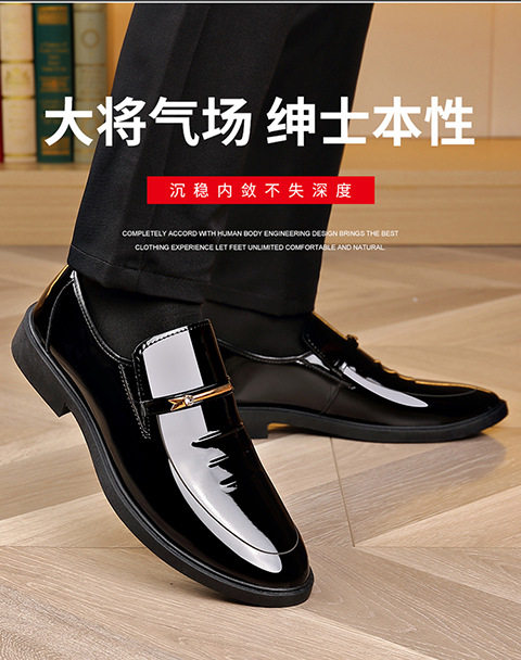 Giày da nam công sở mũi nhọn gót thấp phong cách Anh — D611 màu đen chi tiết 3