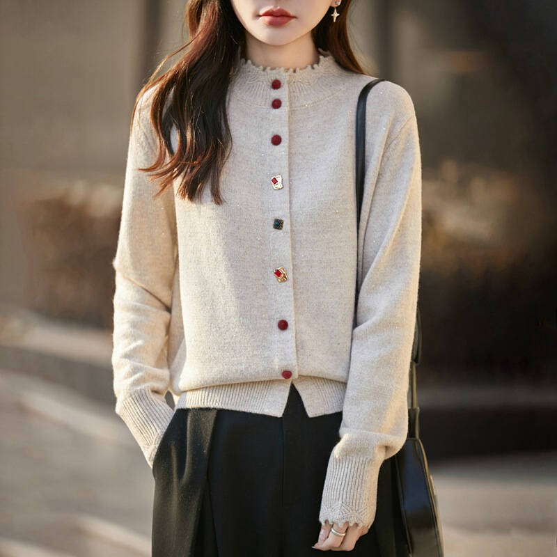 2026 New Style Button-Up Belly-Covering Slimming Knit Cardigan for Women, Spring and Autumn New Model, Very Stylish for Petite Figures