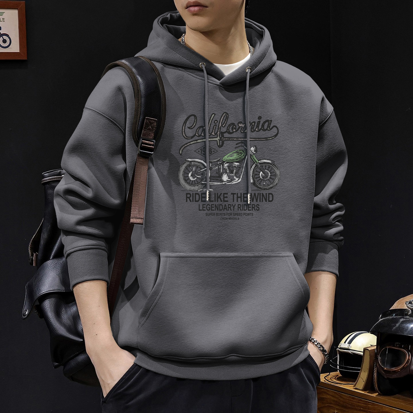 Japón suelto encapuchado otoño y invierno chaqueta de hombre nuevo chaqueta de letras retro hombre chaqueta de marca de moda pesada