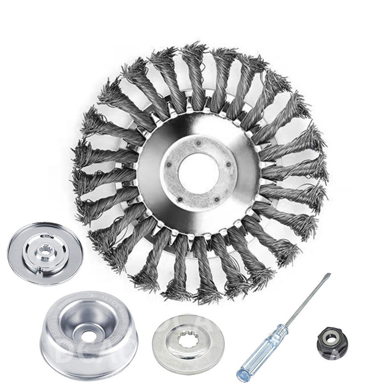 Nueve caballos de apoyo cortacésped de rueda de acero de apoyo cortacésped de acero eliminación de óxido de deshierbe placa