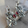 Square spiral, retro ruby earrings, European style, boho style