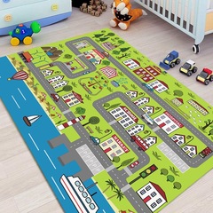 子供用駐車場交通ゲームフロアマット男の子車漫画道路レールカーペット車線フロアマット