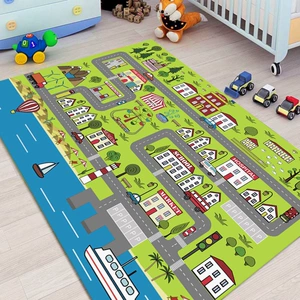 Kids Parking Traffic Game Mat Carpet Boy Car Cartoon Road Track Carpet Driveway Mat