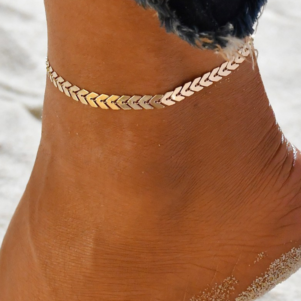 Retro Geometric Alloy Plating Anklet display picture 1