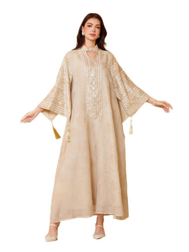 SW68 Muslim Embroidered Sequin Plus Size Women's Western Arab Dubai New Style Robe
