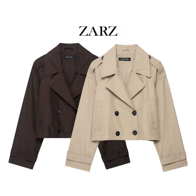 Zarz Homemade European and American Style New Women's Fashionable Casual Double-Breasted Short Windbreaker 3046/259/700 Zarz Homemade European and American Style New Women's Fashionable Casual Double-Breasted Short Windbreaker 3046/259/700