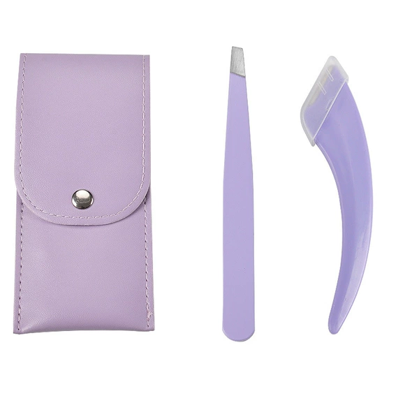 Purple crescent eyebrows and eyebrow clips + leather covers