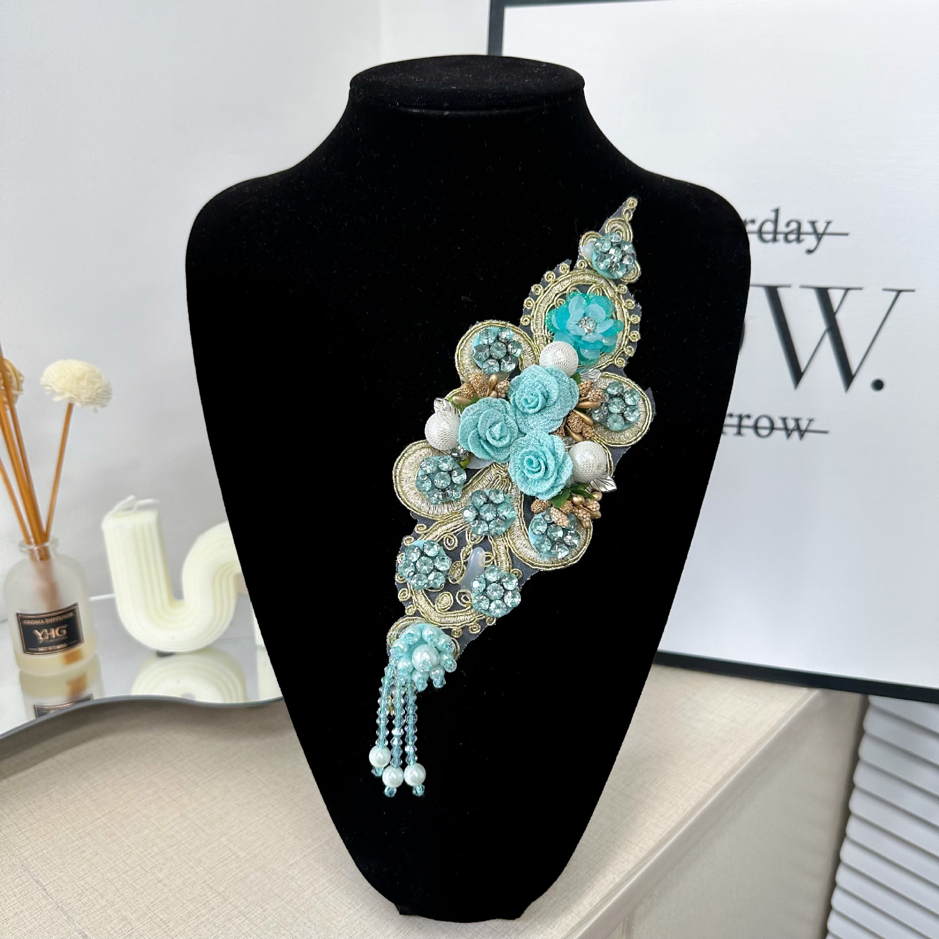 E-commerce delicado bordado clavos perlas de bordado flor de boda flor de novia ropa de decoración de estilo nacional accesorios multicolores image 10