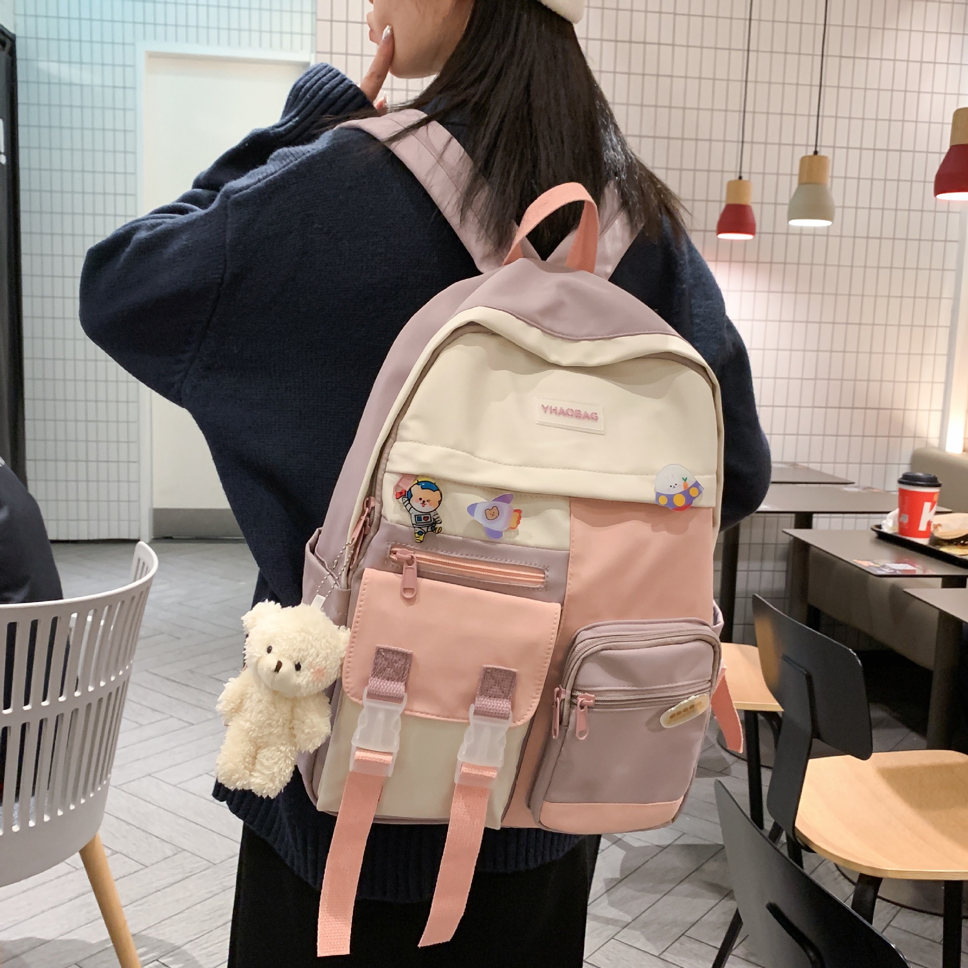 Shoulder bag women Korean version Instagram cute girl students, campus student backpack for high school students_voghion.com