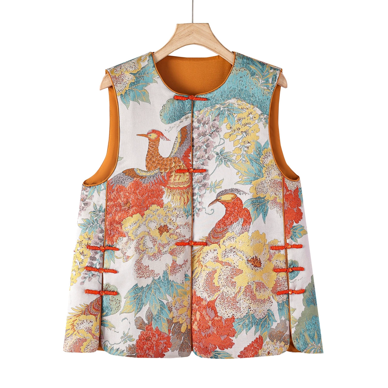 Китайский стиль женская жаккардовая парча жилетка женская жилет новый китайский стиль ретро с вышивкой