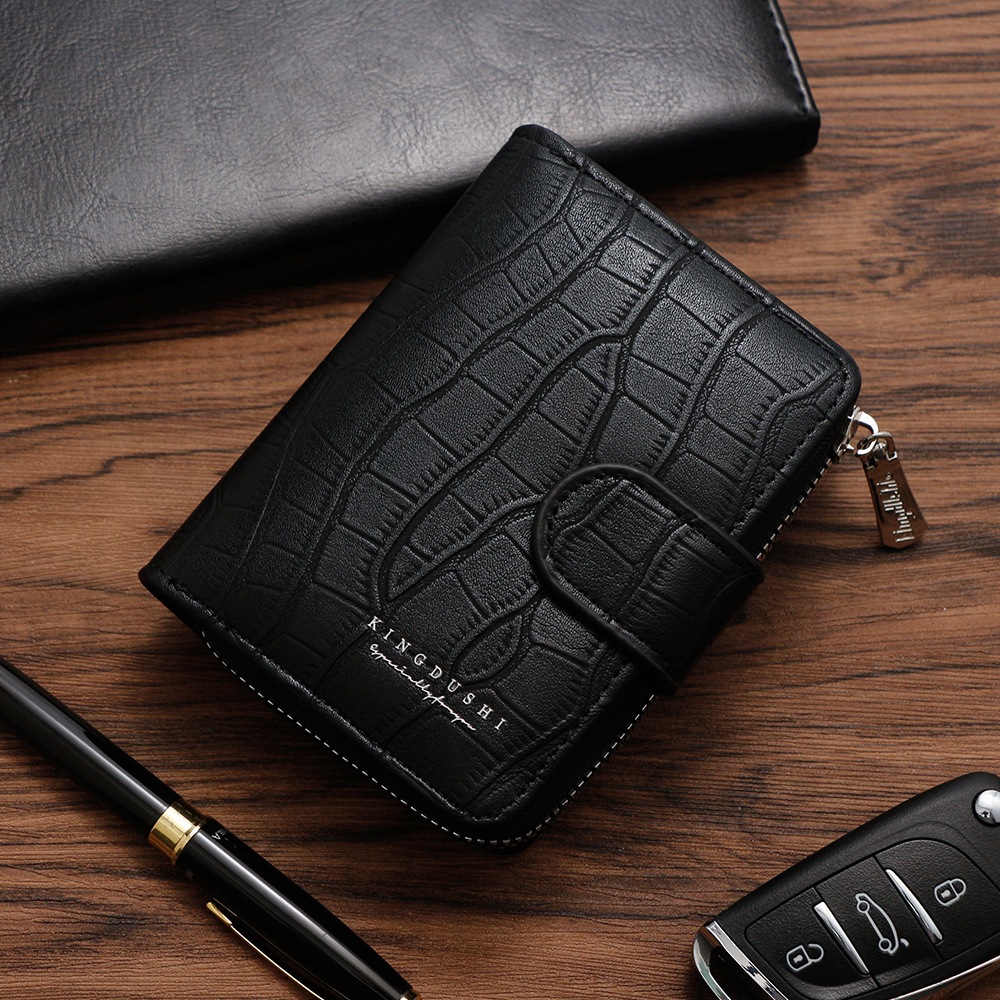 Ventas transfronterizas calientes de piedra para hombres billetera vertical con cremallera de gran capacidad bolsa de tarjetas de cremallera bolsa de cambio multi-tarjeta cartera