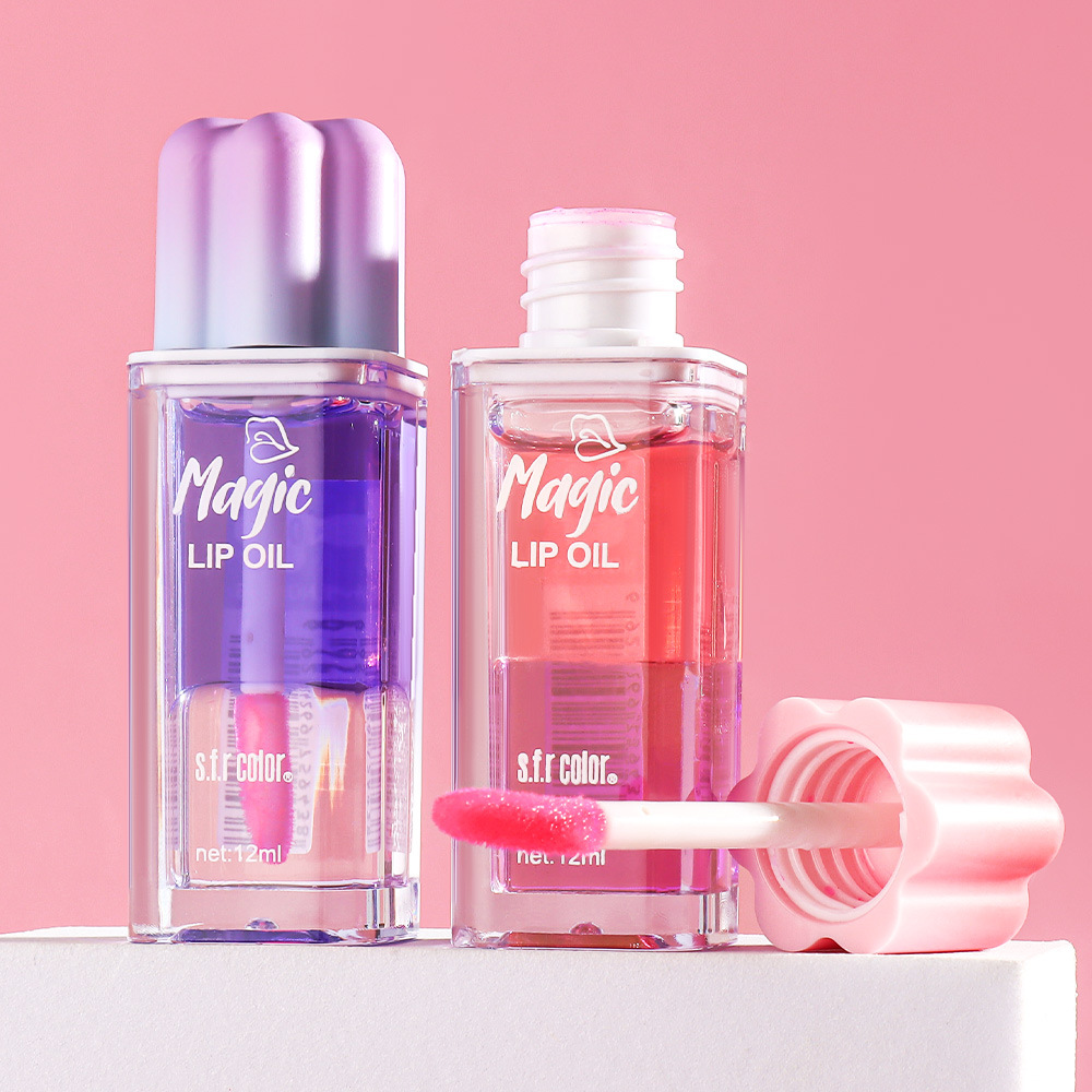s.f.r color comercio exterior especializado en nuevos productos de hidratación humectante de los labios ligeros para eliminar la piel muerta de doble capa de aceite labial de cambio de color image 3