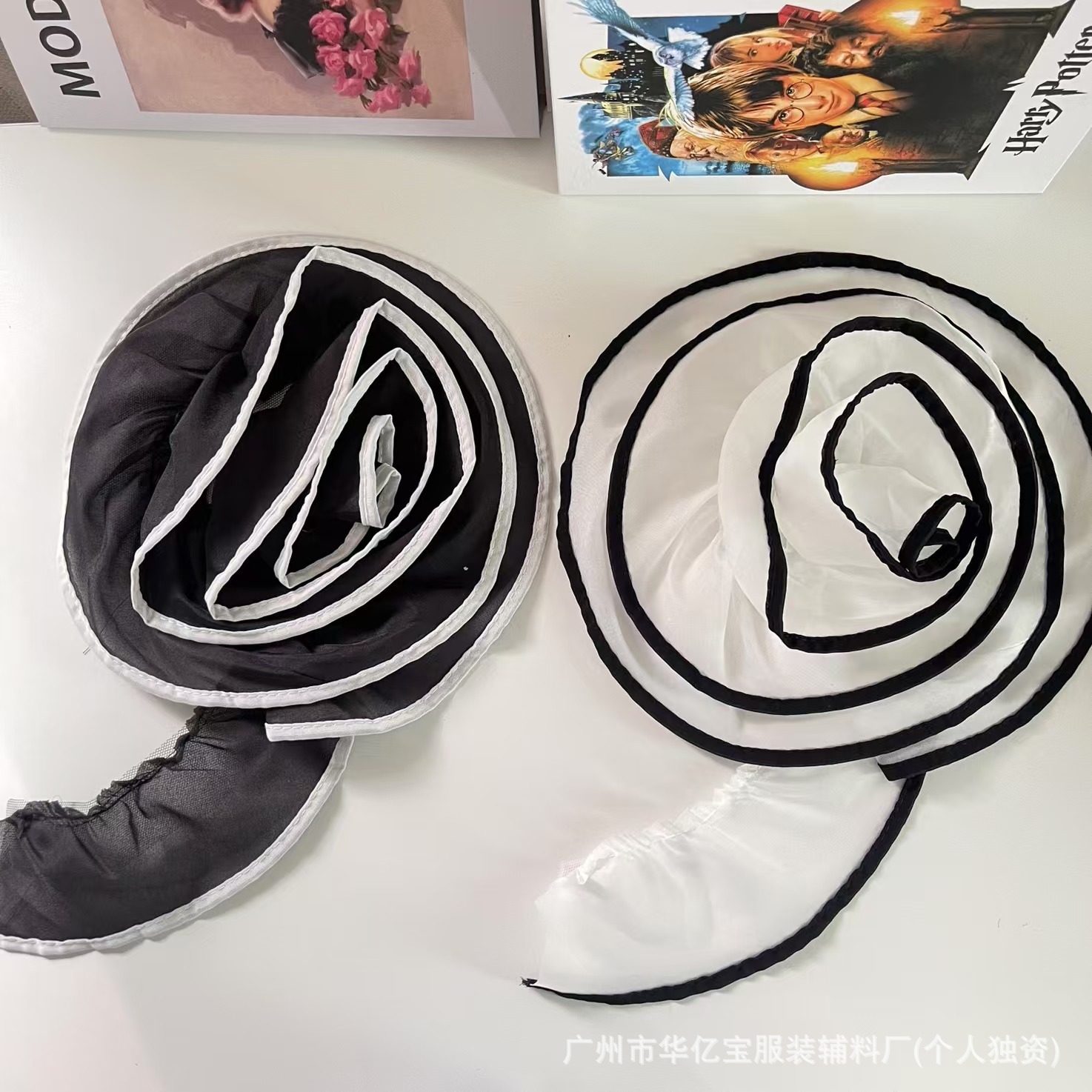 大花胸针女款小香风黑白色小众设计感大号胸花布艺配饰复古时尚