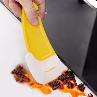 Yellow silicone scraper kitchen stove pan bottom cleaning soft scraper high temperature resistant scraper kitchen tools