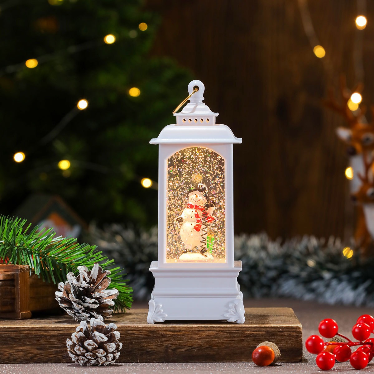 Nueva música de Navidad nieve inyección de agua TV lámpara de noche lámpara de aceite lámpara de caballo decoración de regalos image 35