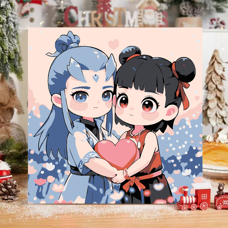 El niño prodigio de Nezha Naohai Diy pintura al óleo digital para colorear a mano Anime Ao Bing Nezha pintura al óleo pintura decorativa